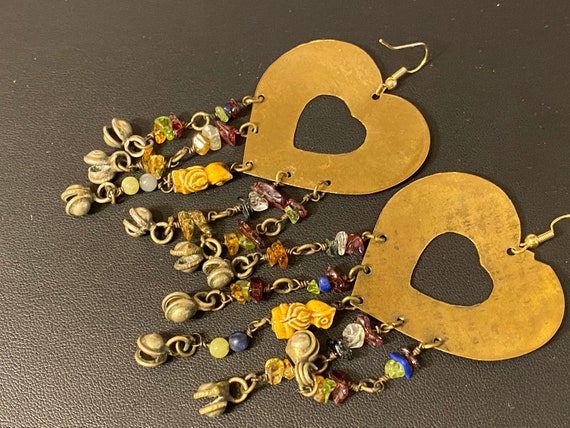 Massive Almost 4" Statement Vintage Dangle Earrin… - image 5