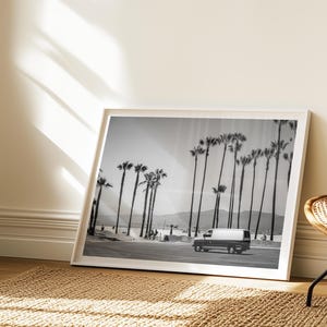 Los Angeles Print - California Beach, Black and White Palm Tree Photography
