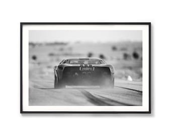 Car Print - Race Car Photography, Extra Large Framed Black and White Automotive Wall Art