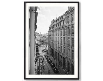 Paris Print - Black & White Haussmann Building, Extra Large Framed Vintage Film Photography