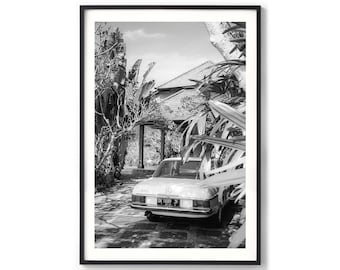 Classic Car Print - Black & White Automotive Photography, Extra Large Framed Vintage Photo