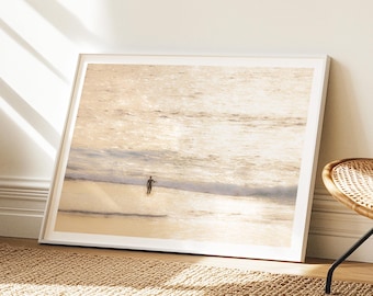Surf Print - Surfer Girl Photography, Sunset Ocean Print, Coastal Wall Art