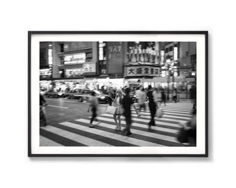 Tokyo Photography - Black and White Fashion Print, Extra Large Framed Japan Photo, Shibuya Crossing