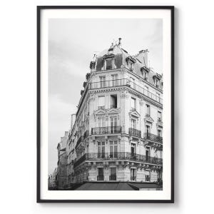 Vintage Paris Prints – Zestaw 3 – Sztuka ścienna Paryża, Wieża Eiffla, Fotografia kawiarni paryskich, Czarno-białe zdjęcia w ramkach, Bardzo duża sztuka ścienna zdjęcie 5