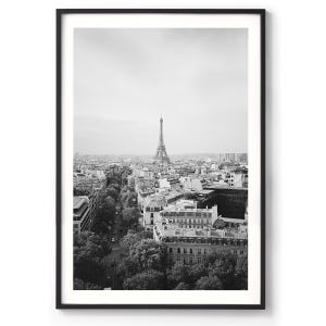 Vintage Paris Prints – Zestaw 3 – Sztuka ścienna Paryża, Wieża Eiffla, Fotografia kawiarni paryskich, Czarno-białe zdjęcia w ramkach, Bardzo duża sztuka ścienna zdjęcie 4