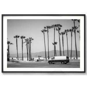 Framed Fine Art Photography LOS ANGELES Print - Retro Venice Beach Wall Art, Black & White Photo, Vintage Los Angeles, California Palm Print
