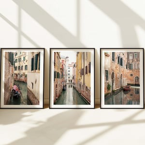 VENICE PRINTS - Set of 3 - Italy Print Set, Venice Wall Art, Italy Wall Art Print, Venice Canals Print, Framed Photos, Extra Large Wall Art