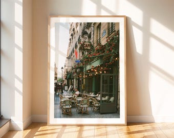 Paris Print - Paris Cafe Photography, Framed Fine Art Photography Print, France Print, Vintage Paris Wall Art, Retro Decor, Film Photo Print