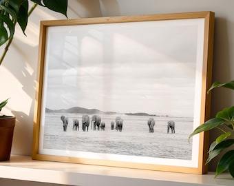 Elephant Print - Black and White Elephant Wall Art, Oversized Photo, Safari Print, African Safari Wall Art, Framed Fine Art Photography