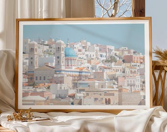 Syros Print - Greece Photography, Greek Islands Photo, Extra Large Framed Wall Art