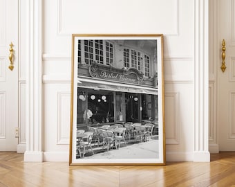 Paris Cafe Print - Black and White French Cafe Photography, Extra Large Framed Wall Art