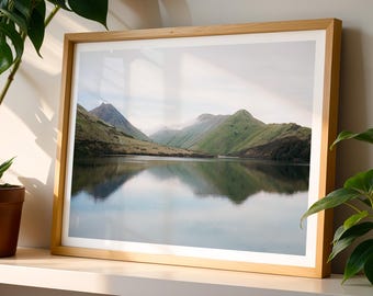 New Zealand Print - Queenstown Photography, Moke Lake, Green Mountain Photo, Nature Landscape