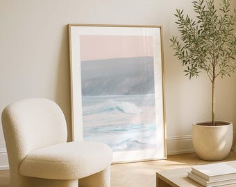 Ocean Print - Framed Beach Photography, Extra Large Minimalist Coastal Wall Art