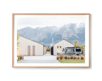 New Zealand Print - Car Photography, Extra Large Framed Mountain Photo, Glenorchy