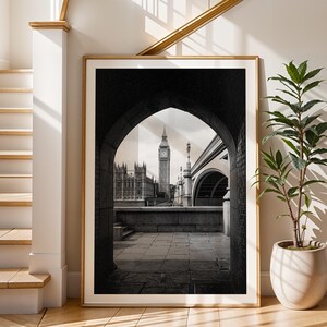 Big Ben Print - Black and White London Photography, Extra Large Framed Photo