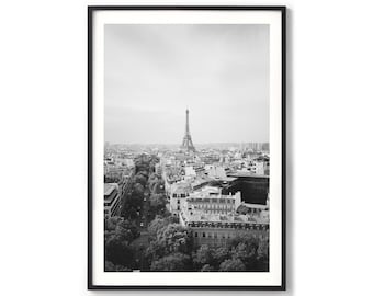 Eiffel Tower Print - Black and White Paris Photography, Extra Large Framed Wall Art