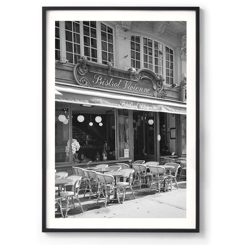 Vintage Paris Prints – Zestaw 3 – Sztuka ścienna Paryża, Wieża Eiffla, Fotografia kawiarni paryskich, Czarno-białe zdjęcia w ramkach, Bardzo duża sztuka ścienna zdjęcie 3