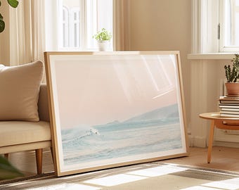 Ocean Print - Minimalist Surf Photography, Extra Large Framed Beach Photo, Pastel Coastal Decor