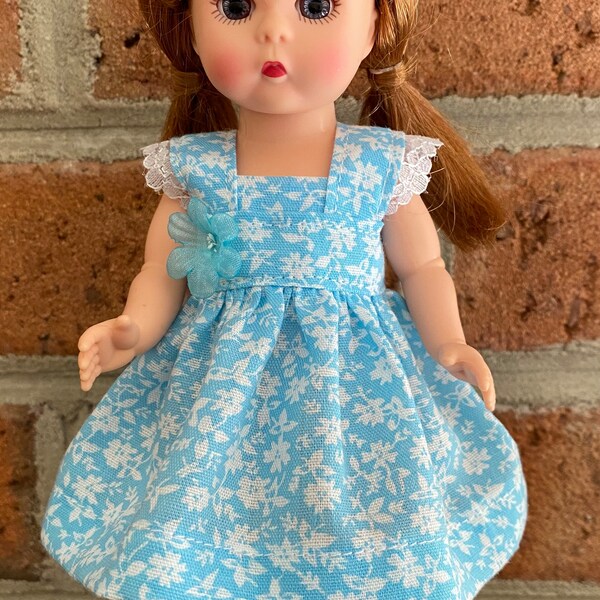 New Dress Bloomers for Vintage Reproduction Ginny Muffie Madame Alexander 8" Dolls Blue White Flowers