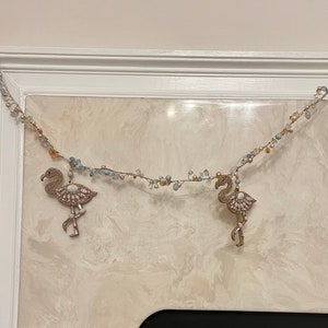 Ghirlanda costiera di fenicotteri Ghirlande costiere Decorazioni fenicotteri costiere Ghirlanda di conchiglie e perline di fenicotteri Decorazioni fenicotteri