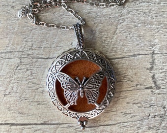 Butterfly essential oil pendant, Aromatherapy necklace, butterfly pendants, Oil necklace, Unique gift.