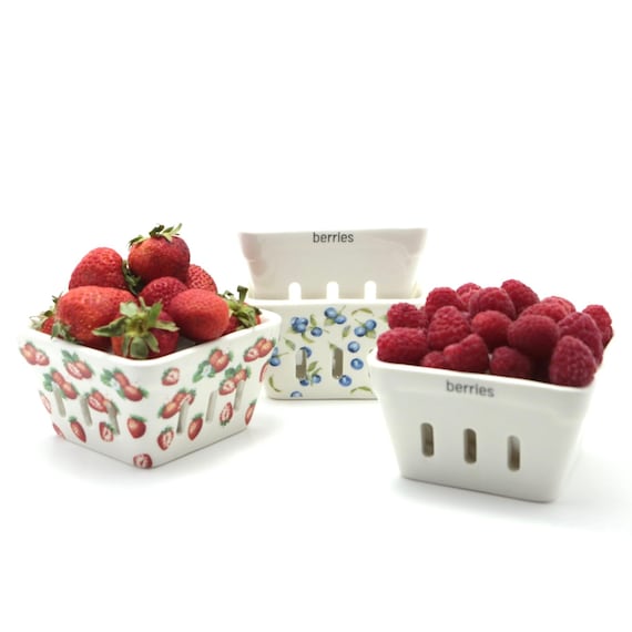 Ceramic Berry Basket Set of 4 Berry Basket Ceramic Berry Etsy