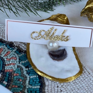Segnaposto Oyster Segnaposto conchiglia Segnaposto per matrimonio Porta conchiglia Targhetta nome conchiglia Oyster Portacarte personalizzato