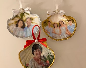 Personalized shell ornament, coastal ornament, beach ornament, our first Christmas ornament, personalized Christmas ornament, coastal Xmas