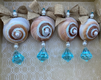 Sea Shell Christmas Ornament, Crystal Shell X-mas Ornament, Cute Christmas Ornament, Unique Christmas Gift