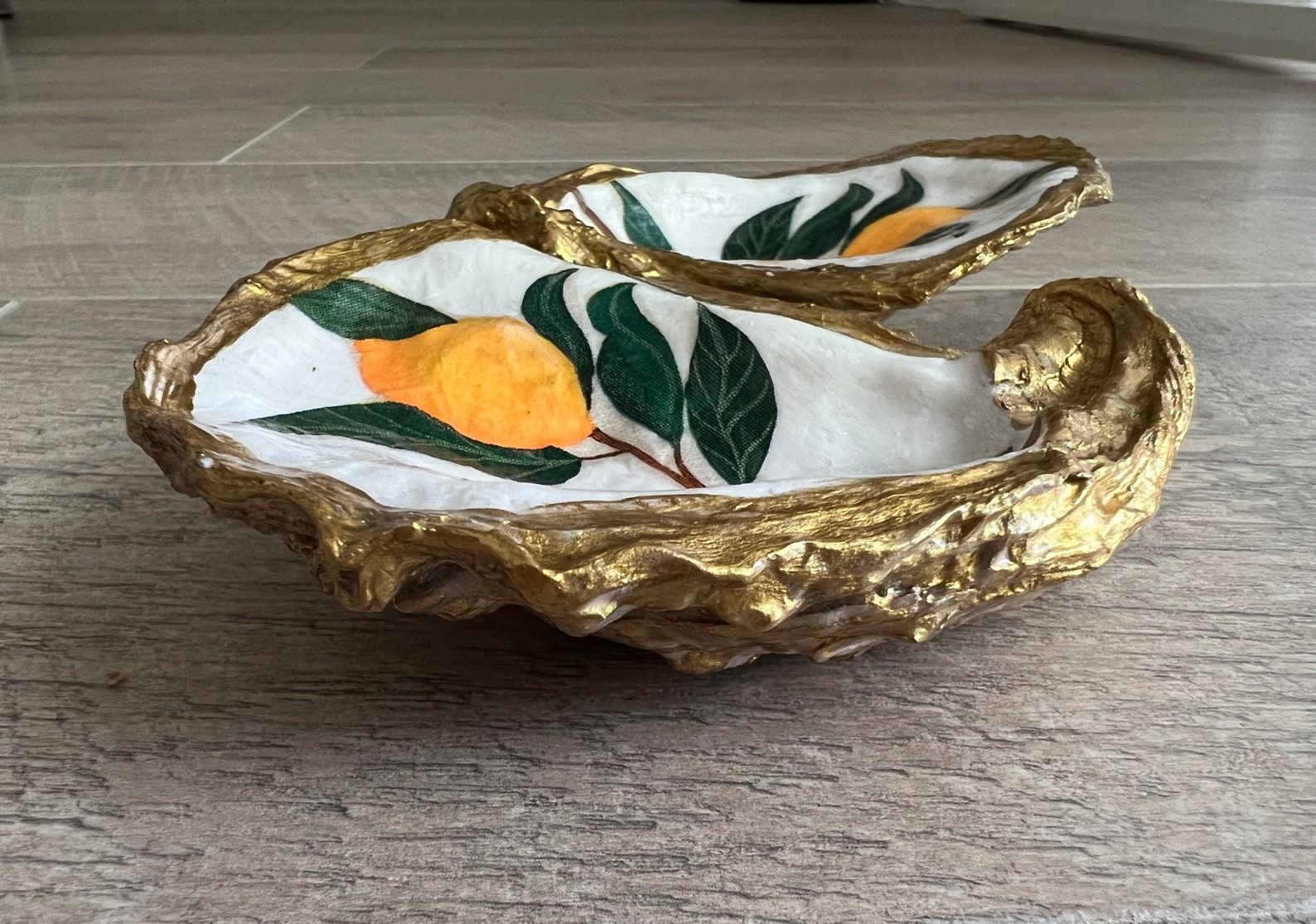 Lemon Oyster Salt and Pepper Set With Golden Spoons Oyster Salt and