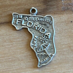 Vintage Sterling Silver Map of Florida Charm for your bracelet or Pendant