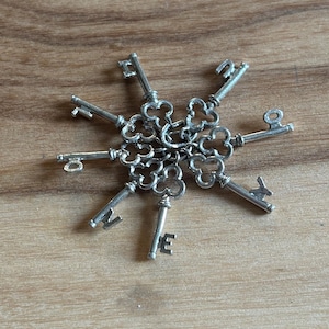 Sterling Silver Skeleton Key I Love You Charm