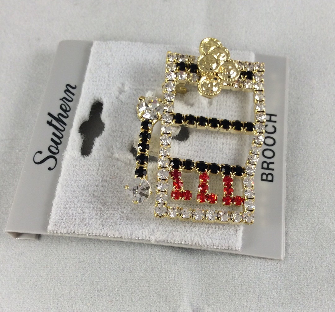 Slot Machine Brooch Gold Toned With Black Clear and Red Etsy