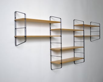 Vintage 1970s String-style 7-shelf wall shelf