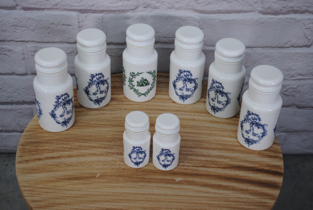 Lot of 8 Vintage Apothecary Spice Jars Etsy