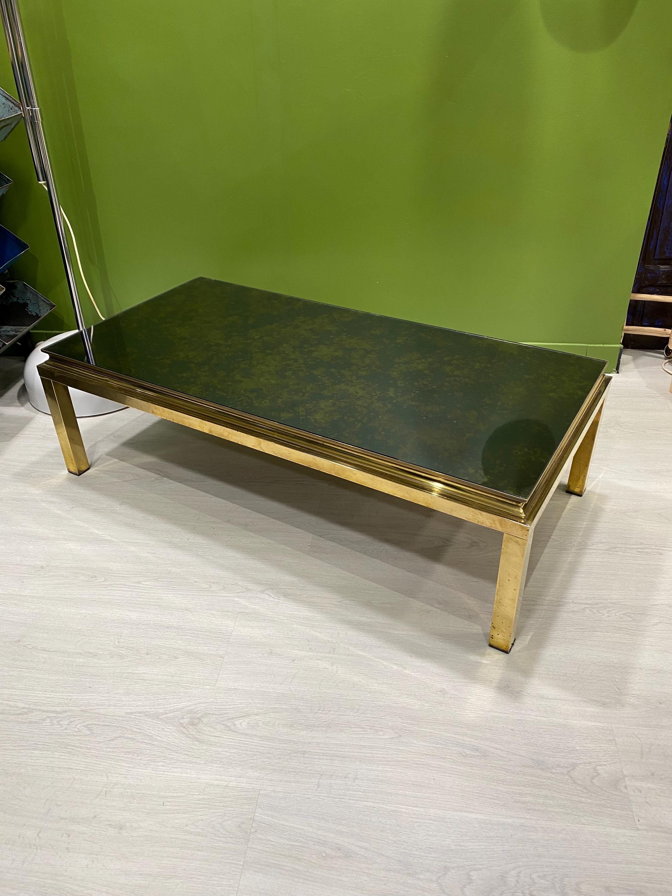 Table Basse Verre Eglomisé 1970 Vintage