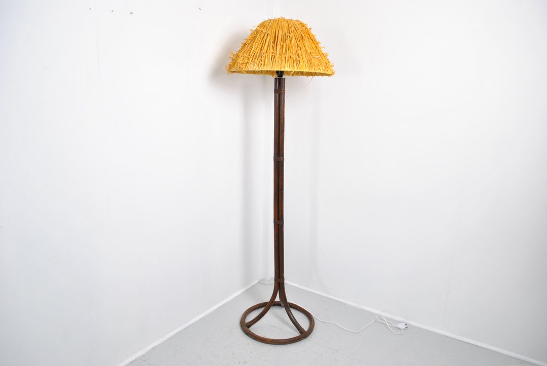 Vintage Rattan Floor Lamp 1970 Etsy