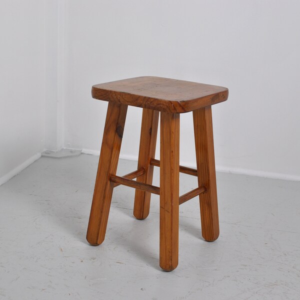 Tabouret en pin vintage 1970