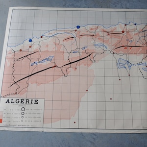 Carte scolaire Rossignol Algérie et Tunisie vintage