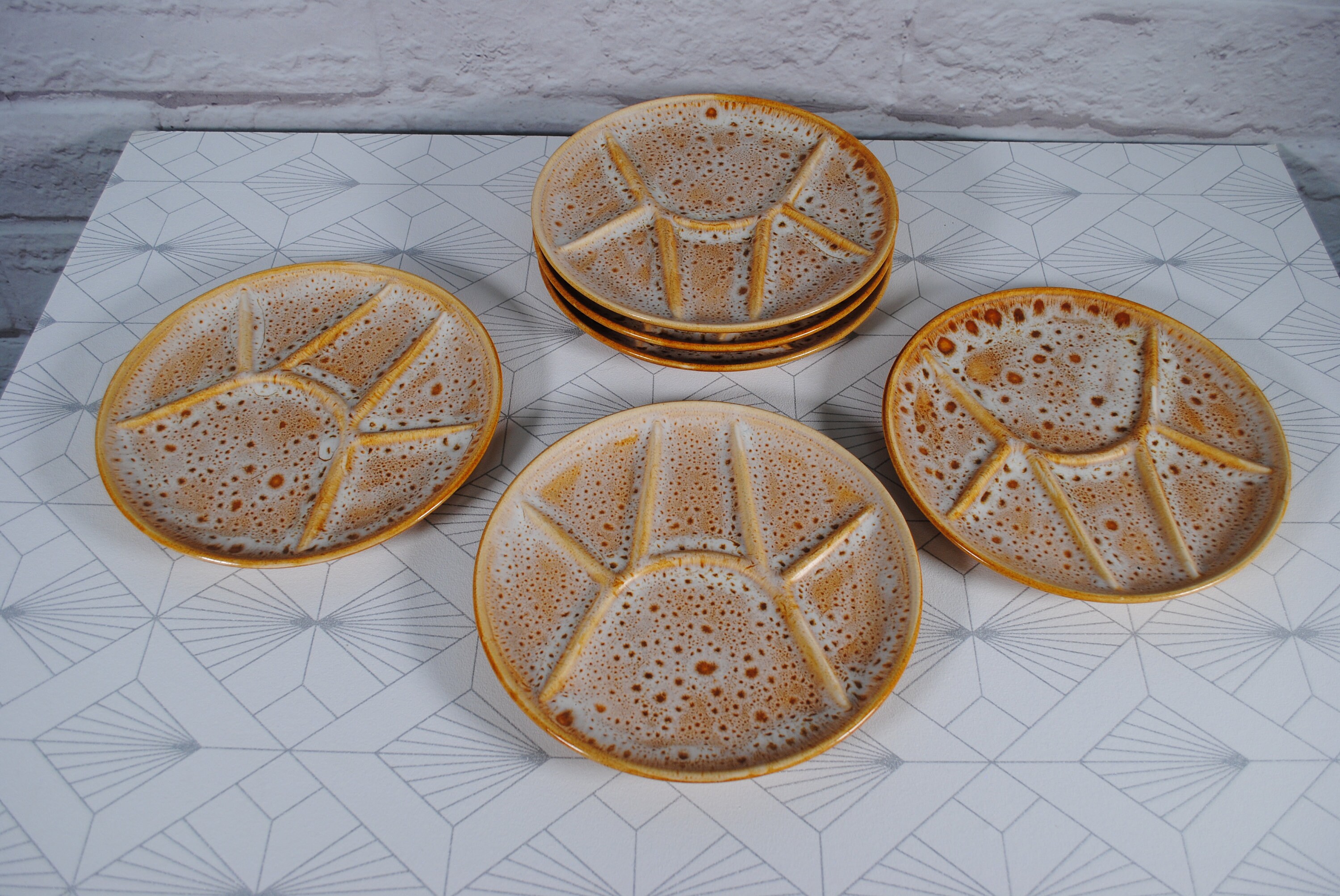 Set de 6 Assiettes à Fondue Niderviller 1970 Vintage