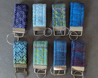 Mini Key Fob Soft Handwoven in Hand Dyed Blues and Purples