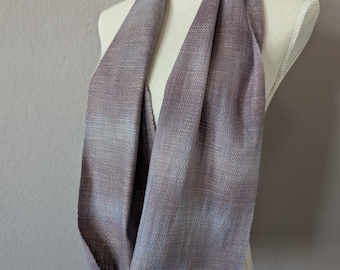 Handwoven Infinity Scarf in Soft Cotton Hand Dyed in Warm Neutral Hues