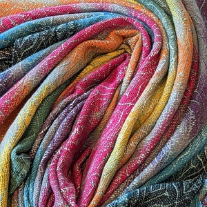 Handwoven Throw Blanket from Rainbow Trace Series in Hand Painted Supima Cotton and Thick Sparkle Bamboo