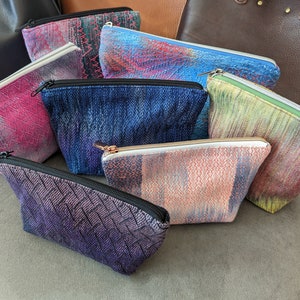 Handwoven Zip Bag Boxed Bottom Freestanding Pouch With Pocket
