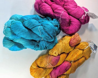 Hand Dyed Lovely Silk Singles Yarn 7/1 nm Weaving Yarn 100 gram Skein