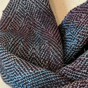 Silk Sparkle Handwoven Hand Dyed Cowl with Luxurious Soft Seacell Cotton Blend
