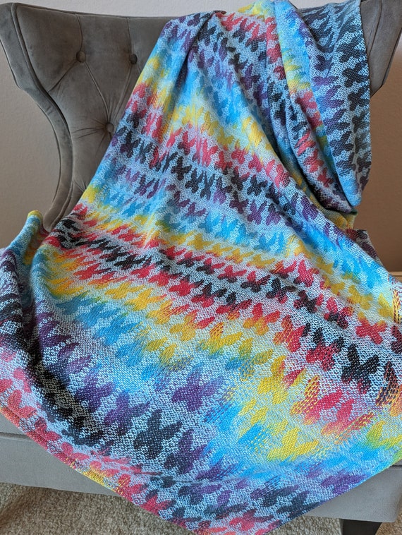 Butterflies Handwoven Small Blanket in Hand Painted Thick Supima Cotton Etsy