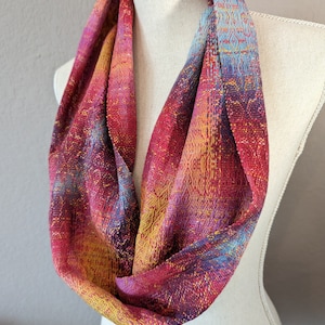 Sparks Handwoven Cowl in Hand Dyed Organic Peruvian Pima Cotton and Soft Tsumugi Silk