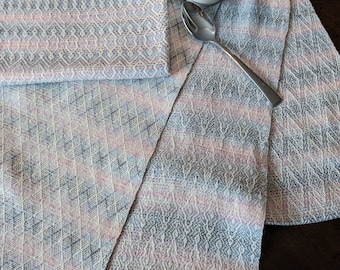 Pink Lavender Gray Hand Dyed Handwoven Tea Towel | Handwoven Hand Towel | Mother's Day, Housewarming, or Wedding Gift