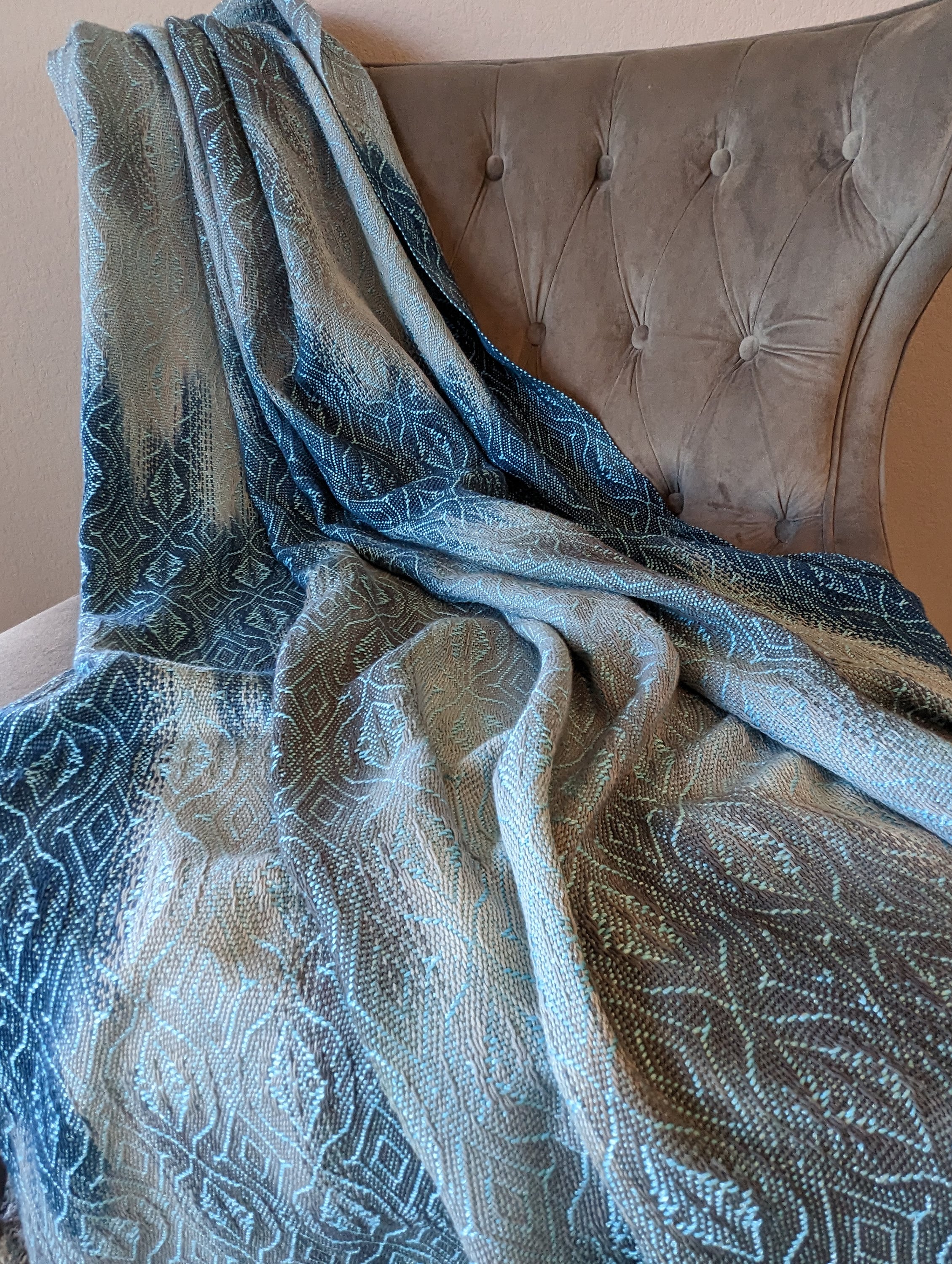 Calm Blue and Gray Throw Blanket Handwoven and Hand Dyed Etsy
